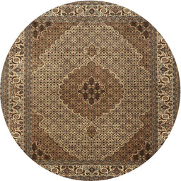 Round Traditional Brown Medallion Rug, tr2108
