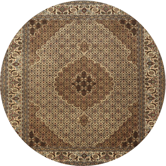 Round Traditional Brown Medallion Rug, tr2108