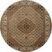 Round Traditional Brown Medallion Rug, tr2108