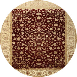 Square Machine Washable Traditional Saffron Red Rug, wshtr2109