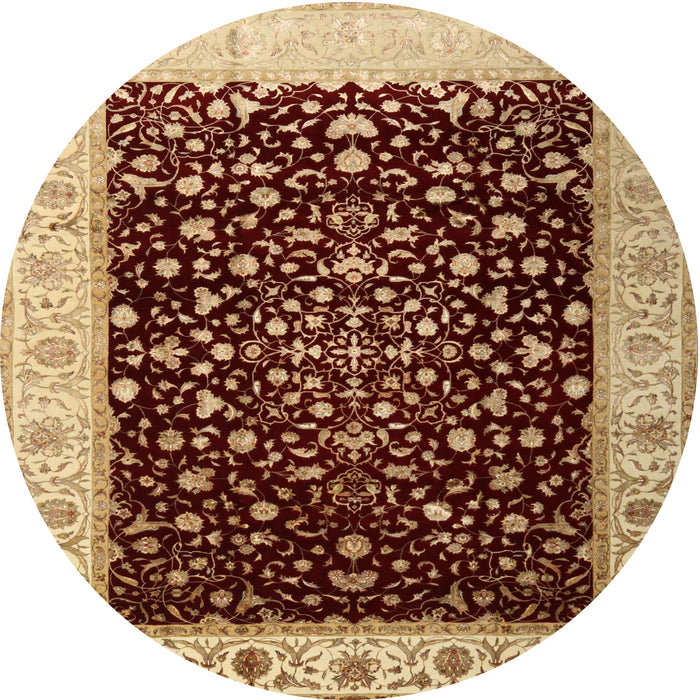 Square Machine Washable Traditional Saffron Red Rug, wshtr2109