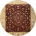 Round Traditional Saffron Red Oriental Rug, tr2109