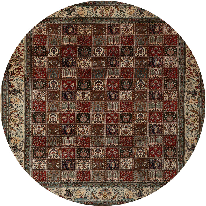 Round Traditional Dark Almond Brown Persian Rug, tr210