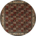 Round Traditional Dark Almond Brown Persian Rug, tr210