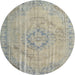 Round Traditional Sage Green Persian Rug, tr2113