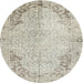 Round Traditional Tan Brown Gold Persian Rug, tr2114