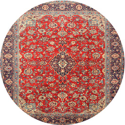 Round Traditional Camel Brown Medallion Rug, tr2118