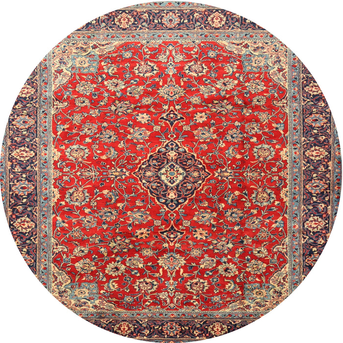Round Traditional Camel Brown Medallion Rug, tr2118