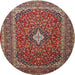 Round Traditional Saffron Red Medallion Rug, tr2119