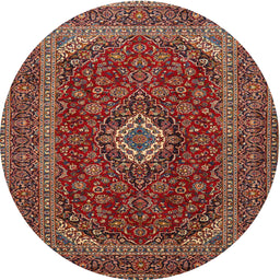 Square Machine Washable Traditional Saffron Red Rug, wshtr2120