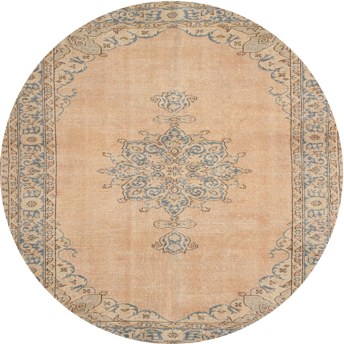 Round Traditional Orange Brown Persian Rug, tr2121