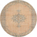 Round Traditional Orange Brown Persian Rug, tr2121