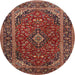 Square Machine Washable Traditional Saffron Red Rug, wshtr2122