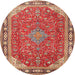 Round Traditional Sand Brown Persian Rug, tr2124