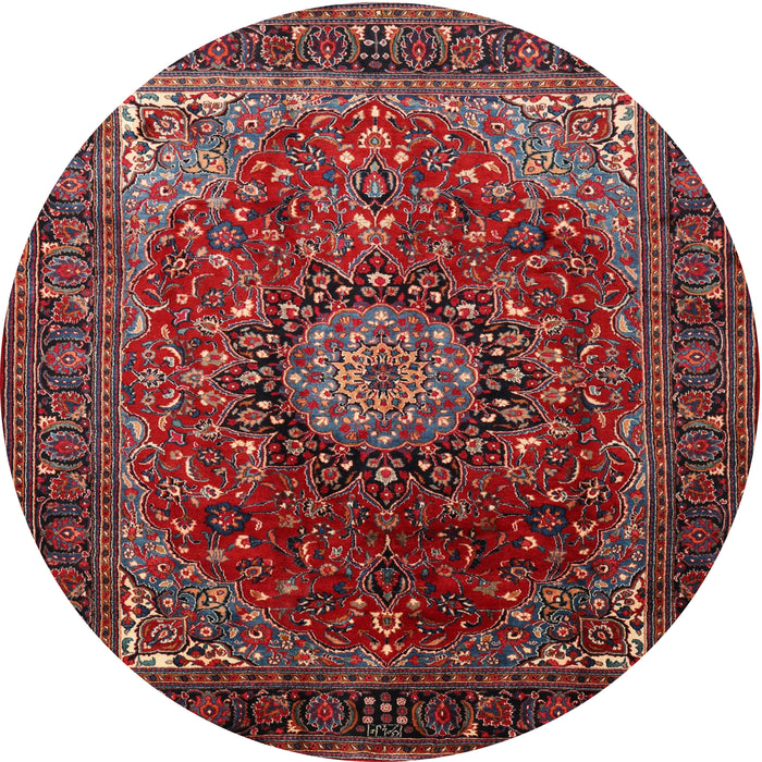 Round Traditional Dark Almond Brown Medallion Rug, tr2128