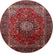 Round Traditional Dark Almond Brown Medallion Rug, tr2128