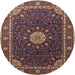 Round Traditional Orange Salmon Pink Medallion Rug, tr2129