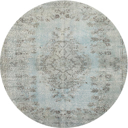 Round Traditional Silver Gray Persian Rug, tr2130