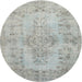 Round Traditional Silver Gray Persian Rug, tr2130