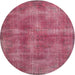 Round Traditional Dark Pink Persian Rug, tr2131