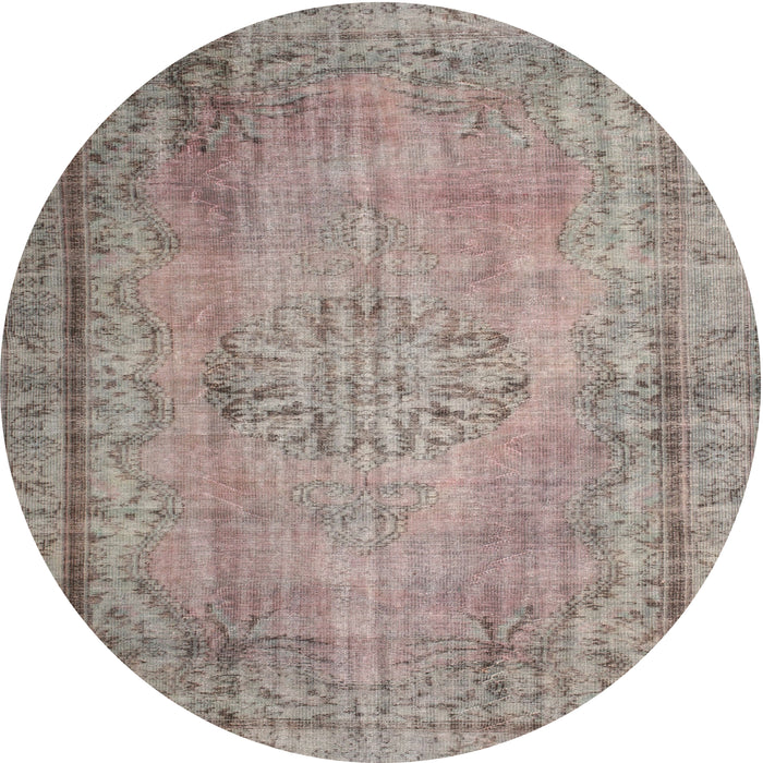 Square Machine Washable Traditional Rose Dust Purple Rug, wshtr2133