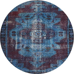 Square Machine Washable Traditional Steel Blue Rug, wshtr2134