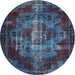 Square Machine Washable Traditional Steel Blue Rug, wshtr2134