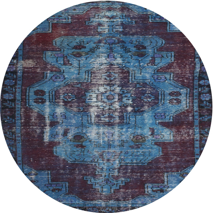 Round Traditional Steel Blue Persian Rug, tr2134