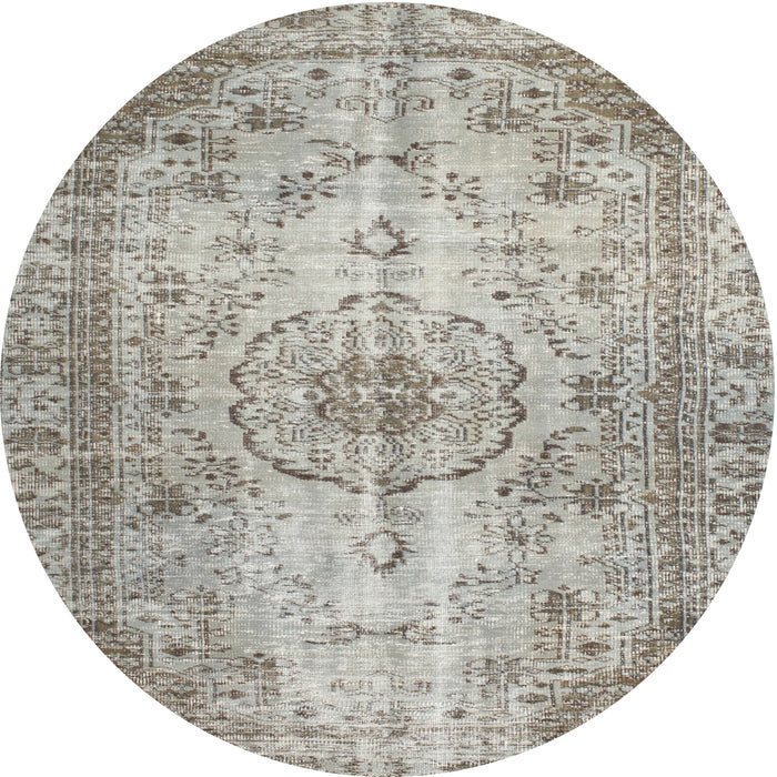 Round Traditional Khaki Green Persian Rug, tr2137