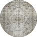 Round Traditional Khaki Green Persian Rug, tr2137