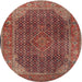 Round Traditional Saffron Red Persian Rug, tr2139