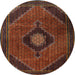 Round Traditional Sienna Brown Medallion Rug, tr2140