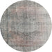 Round Traditional Pale Silver Gray Persian Rug, tr2141