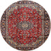 Square Machine Washable Traditional Saffron Red Rug, wshtr2143