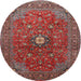 Round Traditional Dark Almond Brown Medallion Rug, tr2146