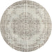 Round Traditional White Gold Persian Rug, tr2147