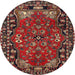 Round Traditional Dark Almond Brown Persian Rug, tr2152
