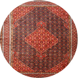 Square Machine Washable Traditional Sunrise Orange Rug, wshtr2153