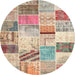 Round Traditional Rust Pink Patchwork Rug, tr2155