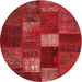 Round Traditional Red Patchwork Rug, tr2156