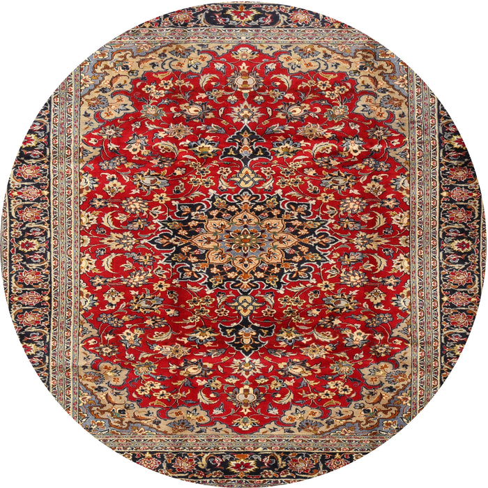 Square Machine Washable Traditional Saffron Red Rug, wshtr2157