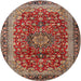 Square Machine Washable Traditional Saffron Red Rug, wshtr2157