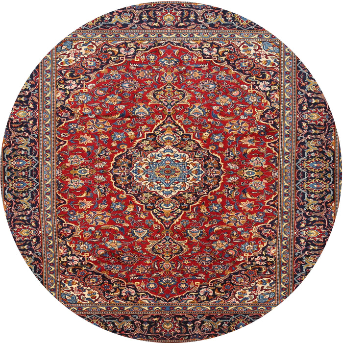 Round Traditional Saffron Red Medallion Rug, tr2161