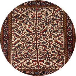Square Machine Washable Traditional Orange Brown Rug, wshtr2163