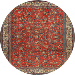 Square Machine Washable Traditional Dark Almond Brown Rug, wshtr2164