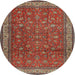 Square Machine Washable Traditional Dark Almond Brown Rug, wshtr2164