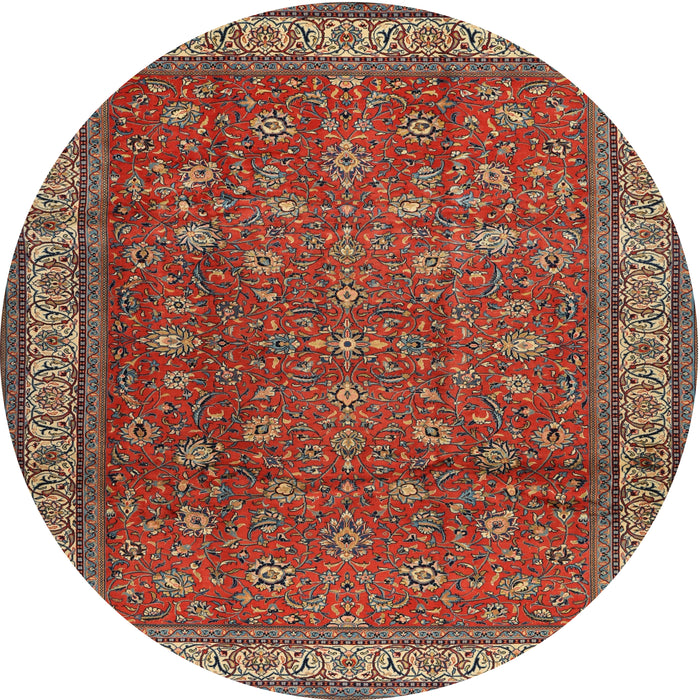 Round Traditional Dark Almond Brown Persian Rug, tr2164
