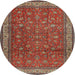 Round Traditional Dark Almond Brown Persian Rug, tr2164