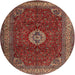 Round Traditional Orange Salmon Pink Persian Rug, tr2165