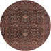 Round Traditional Dark Almond Brown Persian Rug, tr2166